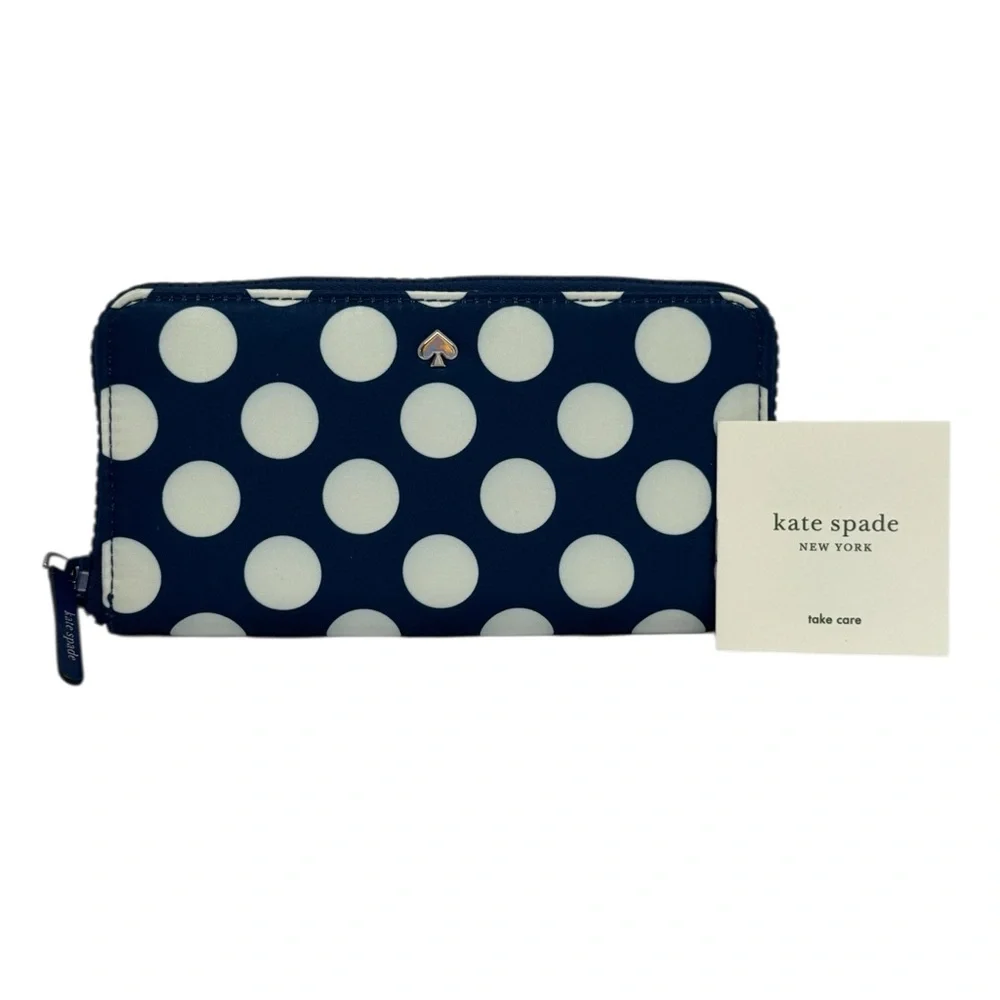 NWT Kate Spade Jae Seaside Dot Continental Zip Around Wallet w/Credit Card Slots